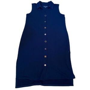 Soft Surroundings Navy Button Sleeveless Dress L